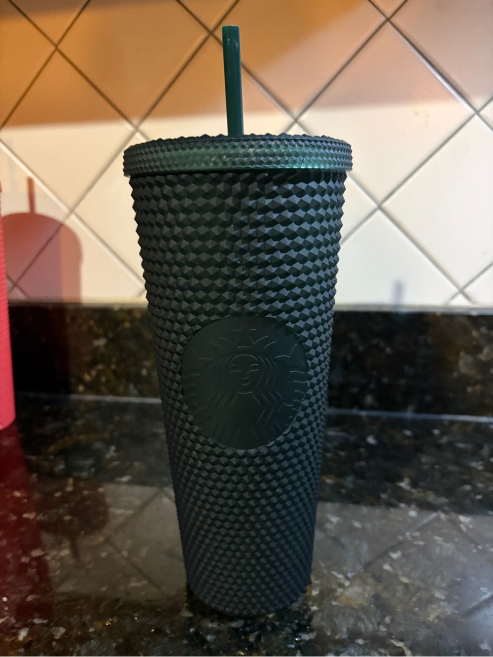 Starbucks Dark Green Studded Tumbler with Straw LIMITED EDITION CHRISTMAS COLOR